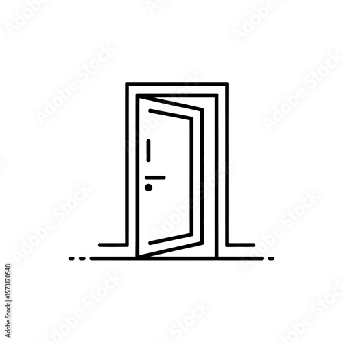 Open Doorway Symbolizing Opportunities, New Beginnings, and Transitions A Line Art Illustration with Minimalist Design