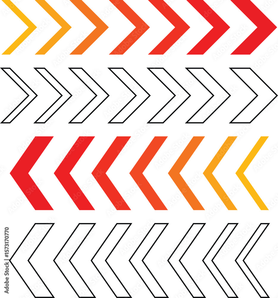 Obraz premium Colorful arrow directional design elements in different styles and colors