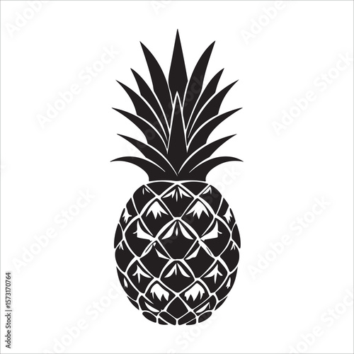 Pineapple silhouette icon isolated, pineapple silhouette line art vector illustration with a white background Vector illustration