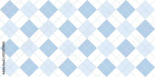 Seamless pastel blue argyle pattern in retro style