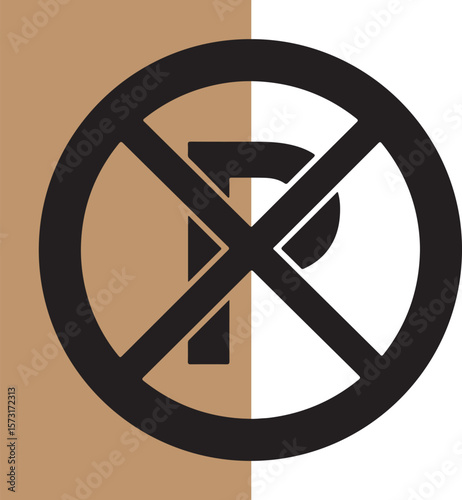 No parking sign silhouette in black with background color blocks illustrating restrictions