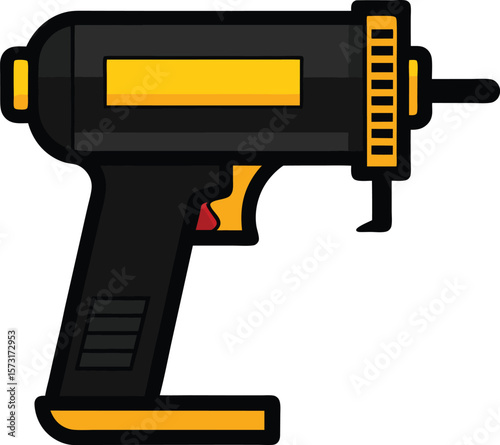 pneumatic nailer with safety guard black vector icon