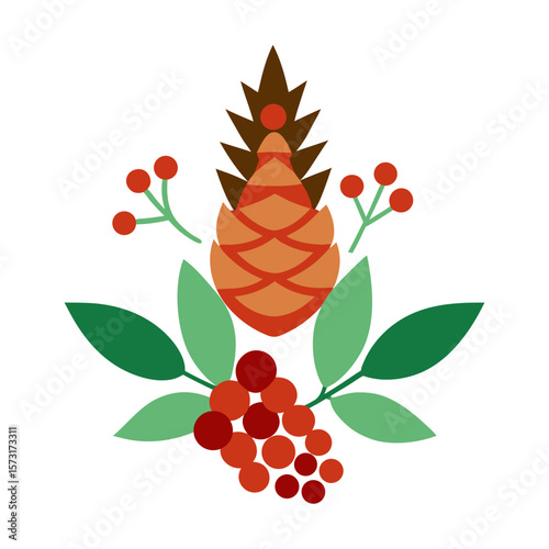 vector illustration of rowan berries