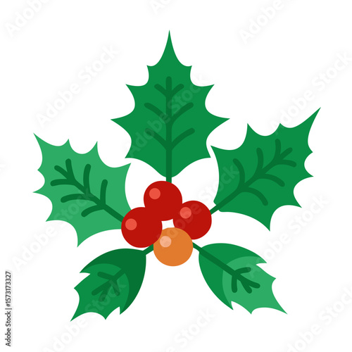 christmas holly with red ribbon