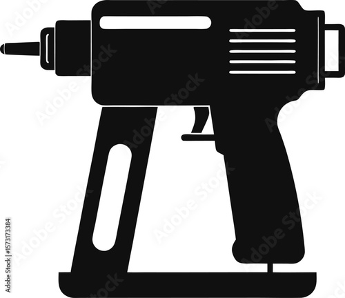 pneumatic nail gun simplified black vector icon