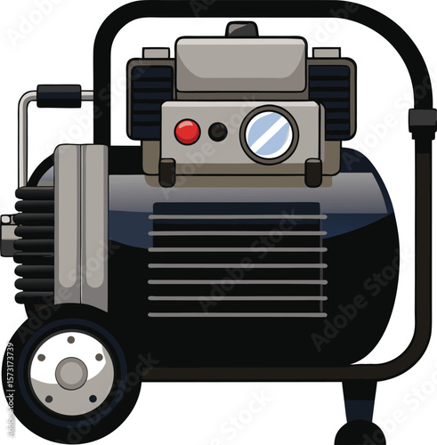 portable air compressor machine side view detailed vector