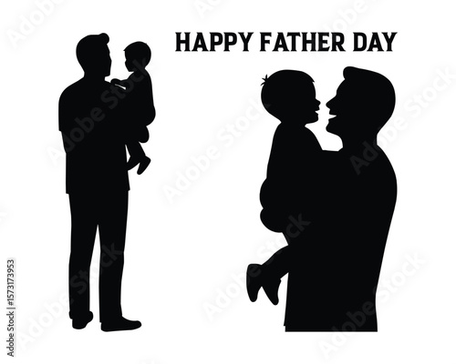 Father and son silhouette, Happy Father's Day