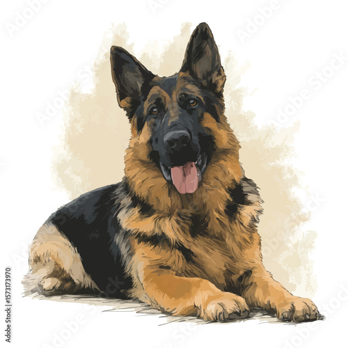 Resting German Shepherd – Guardian at Ease