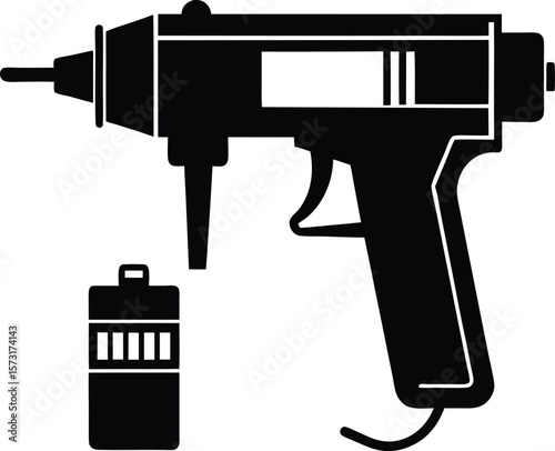 power caulking gun black vector silhouette with nozzle