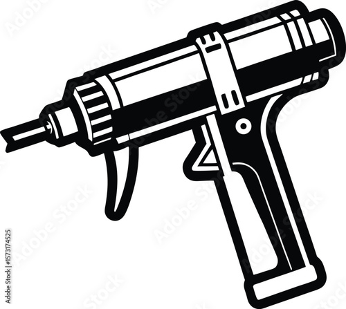 power caulking gun with textured handle black vector