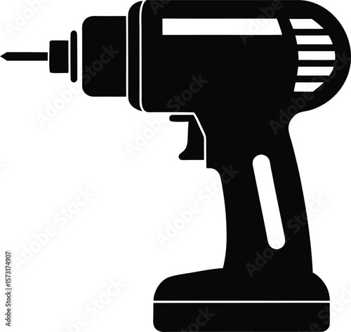 power drill vector black silhouette illustration on white