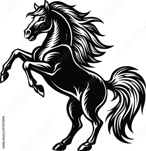 Adobe Illustrator Artwork black flat style horse silhouette vector
