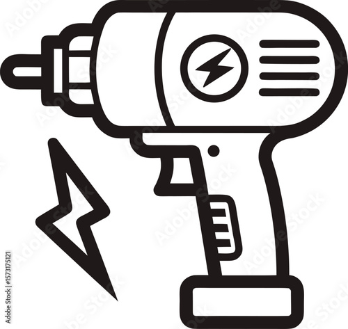 powerful impact wrench icon in black line art style