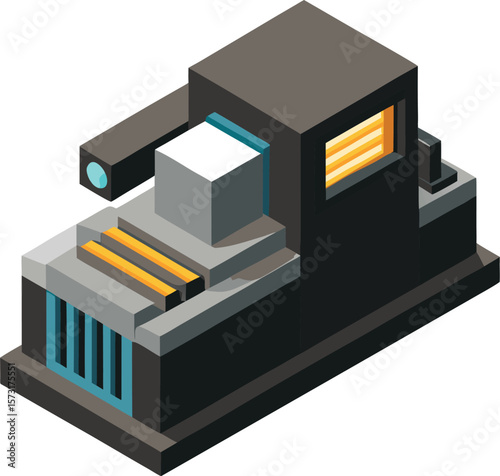 power planer in isometric view sharp edged black