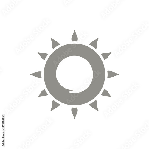 Abstract sun symbol with radiating rays, representing warmth and positivity in a minimalist style