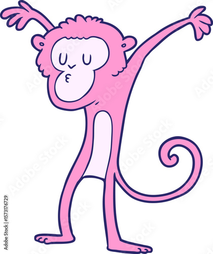 cartoon monkey in bright neon color