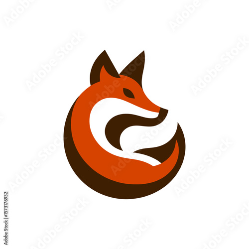 Stylized fox logo design featuring a sleek, modern silhouette in vibrant orange and brown colors