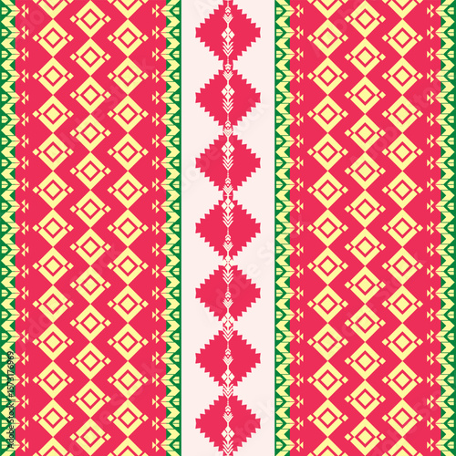  geometric ethnic pattern red. Native American tribal fabric, design vector for woven textile printing, tile, carpet,cards, motifs, picture books, boho indian ornament seamless Southwest Aztec pattern