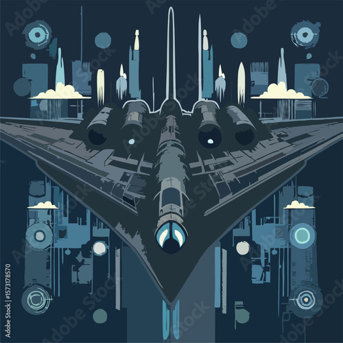 Top Down B2 Bomber – Flat Aircraft Vector
