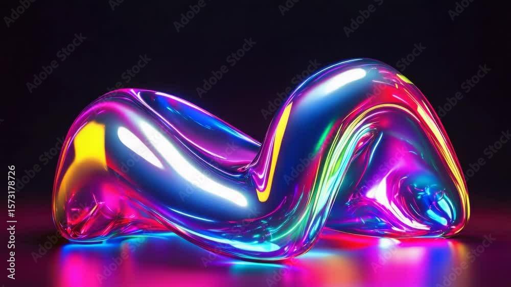 Wavy, translucent art piece with multi-colored hues.