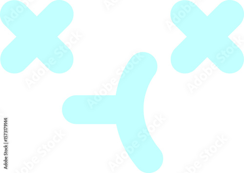 unsure cross eyed face icon in bright neon color