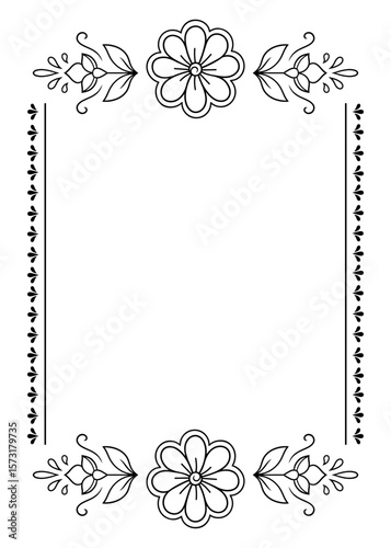 Frame in eastern tradition. Stylized with henna tattoos decorative pattern for decorating covers for book, notebook, casket, magazine, postcard and folder. Flower border in mehndi style.