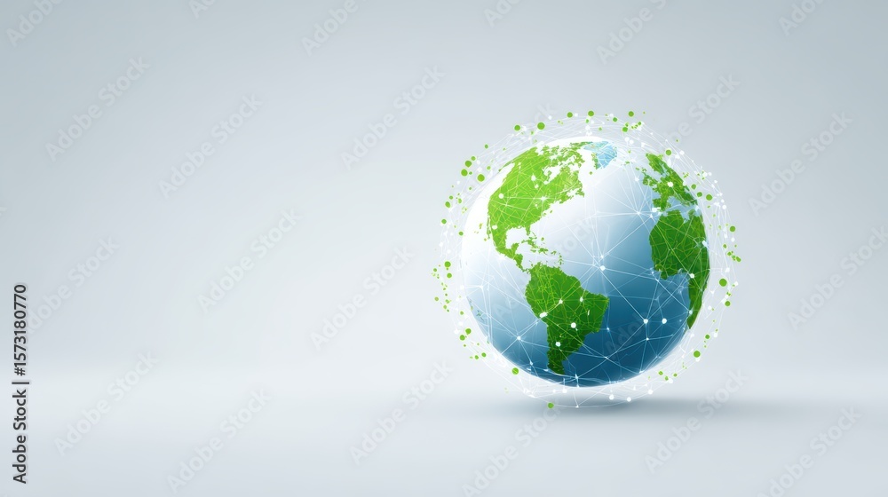 Fototapeta premium Global Network: World Connections, Data, Technology