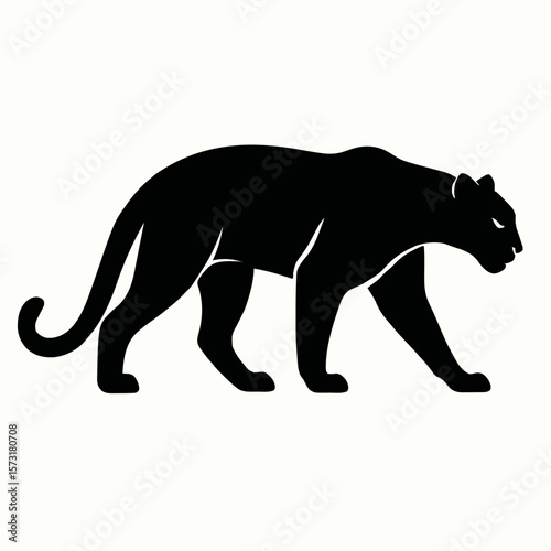 Walking panther silhouette vector, sleek stealth animal graphic, elegant wild cat shape, minimal panther art, strong predator icon, luxury design emblem, modern nature decor vector illustration