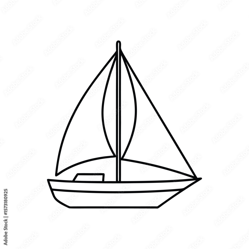 Vector Clip Art Illustration of a Sailboat Outline Isolated on a White Background Vector Clip Art Illustration of a Sailboat Outline Isolated on a White Background