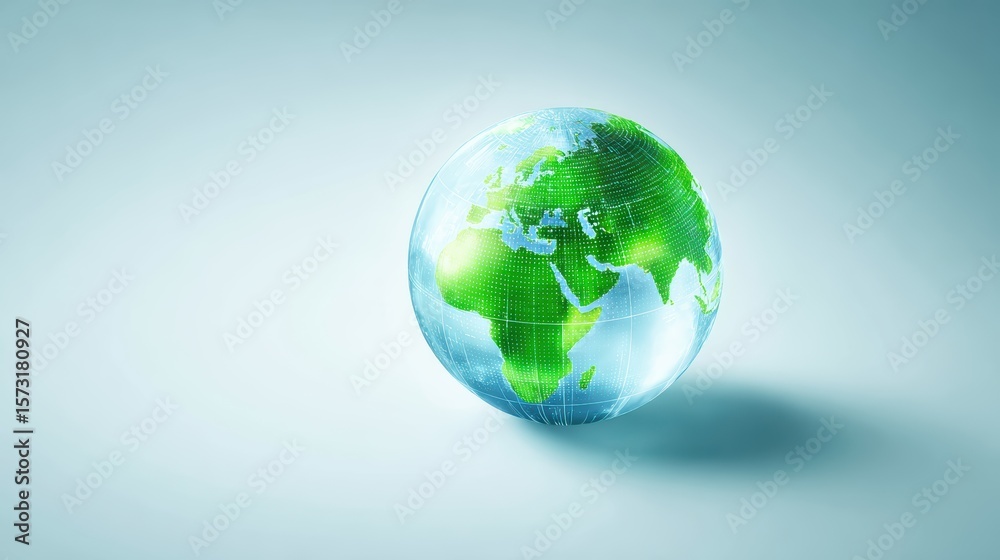 Fototapeta premium Globe Earth Digital, Tech Planet World Map, Green Future