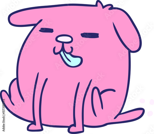 cartoon illustration kawaii of a cute dog in bright neon color