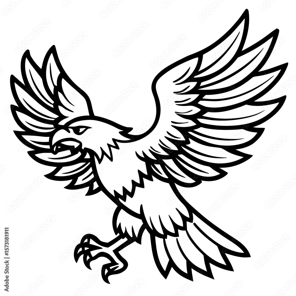 Obraz premium Aggressive eagle with wings spread in a dynamic silhouette