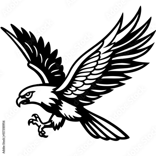 Majestic hawk in flight with detailed wings silhouette