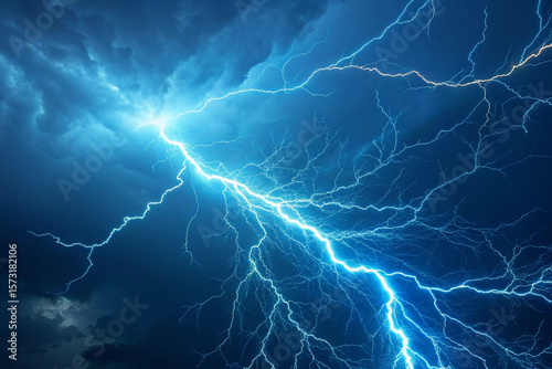 abstract electrical background on blue lightning