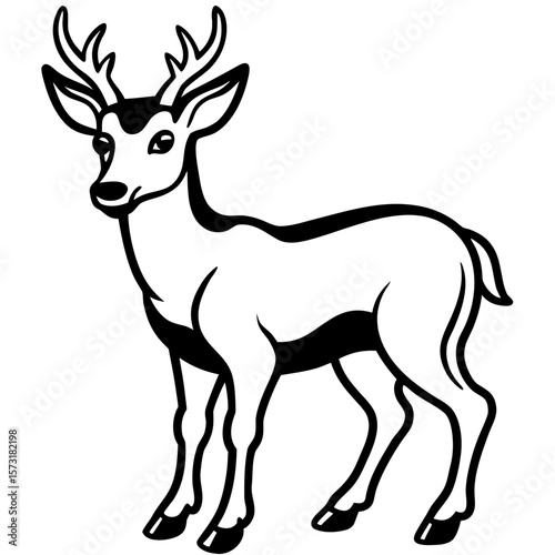 Elegant deer with antlers standing gracefully in silhouette