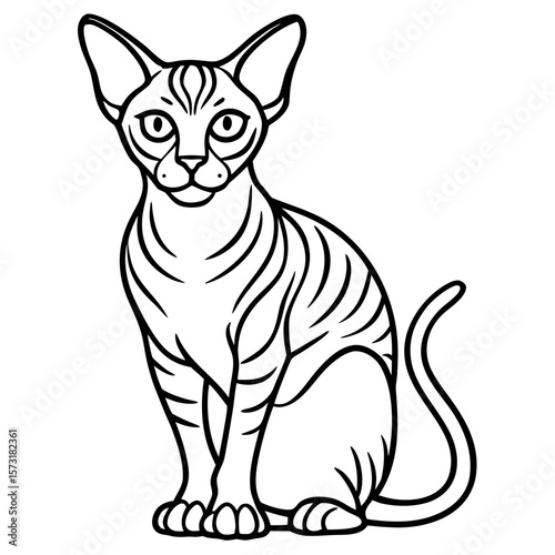 Elegant egyptian mau cat sitting gracefully with distinctive stripes silhouette