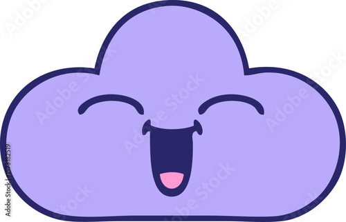 cute cartoon of a storm cloud in bright neon color