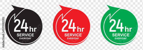 24 hours service vector symbol. 24h service duration sign. 24 h discount offer. same day delivery line icon set. fast 24hr support sign collection.