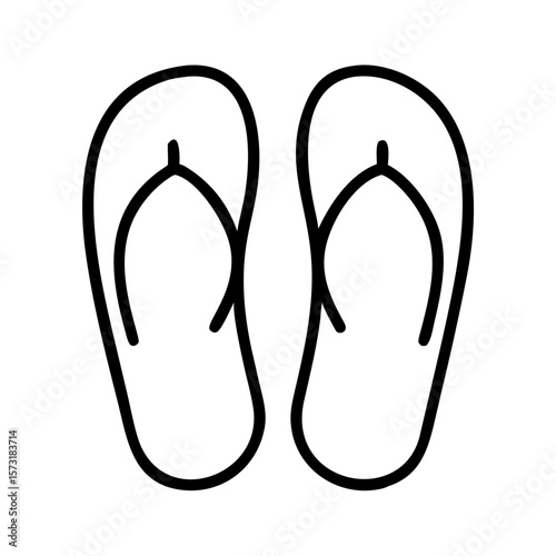 Black outline of flip-flop sandals isolated on white background  