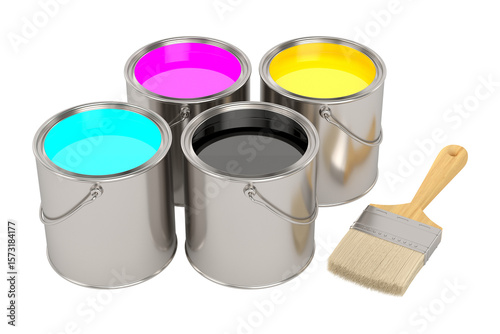 brush and can with colour o...