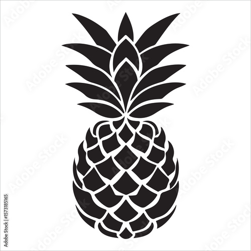 Pineapple silhouette icon isolated, pineapple silhouette line art vector illustration with a white background Vector illustration