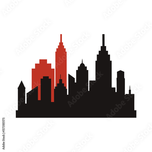 Urban city skyline silhouette with skyscrapers for downtown architecture and real estate
