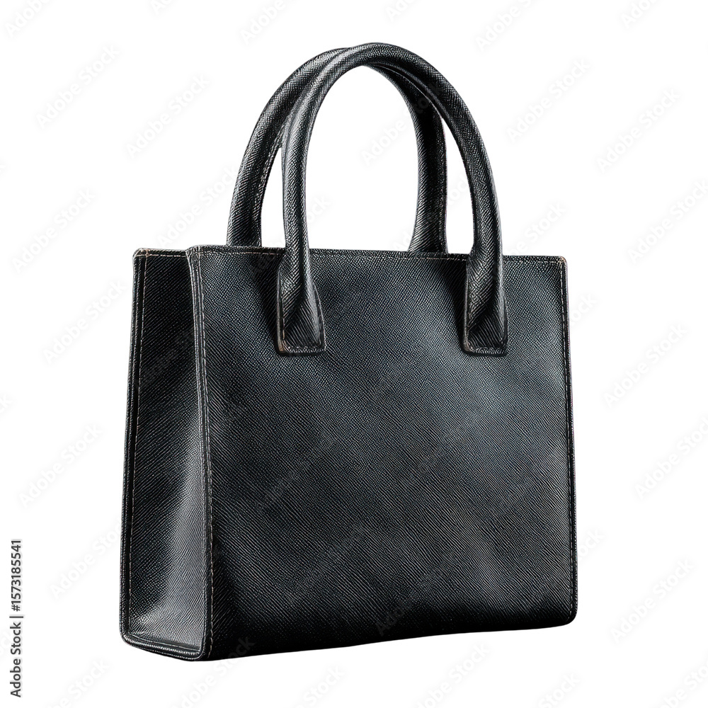 Naklejka premium Elegant Black Handbag with Sleek Design and Sturdy Handles for Fashion and Everyday Use Transparent background or png