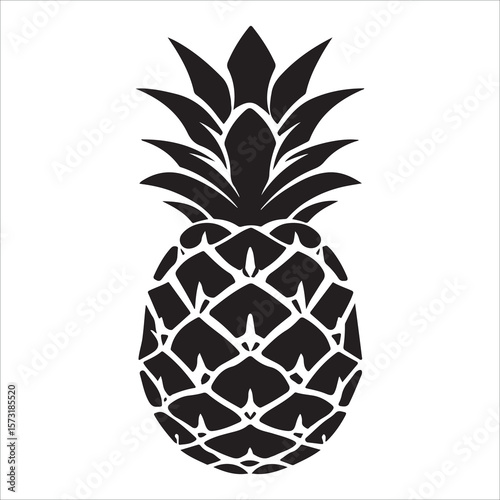 Pineapple silhouette icon isolated, pineapple silhouette line art vector illustration with a white background Vector illustration