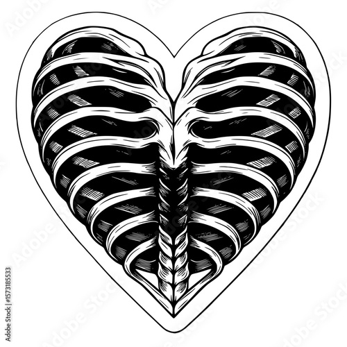 Stylized Heart Shape Rib Cage sticker Graphic