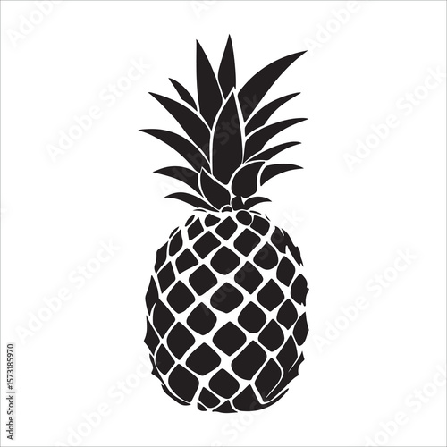 Pineapple silhouette icon isolated, pineapple silhouette line art vector illustration with a white background Vector illustration