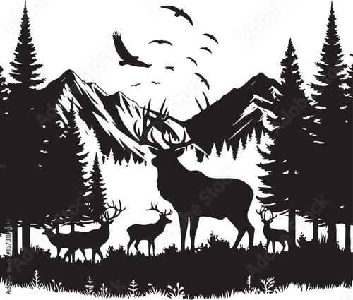 deer in winter forest
