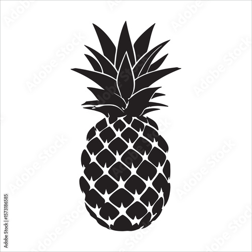 Pineapple silhouette icon isolated, pineapple silhouette line art vector illustration with a white background Vector illustration
