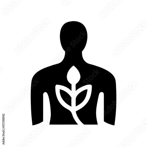 Abstract silhouette of a human form with a prominent number three design