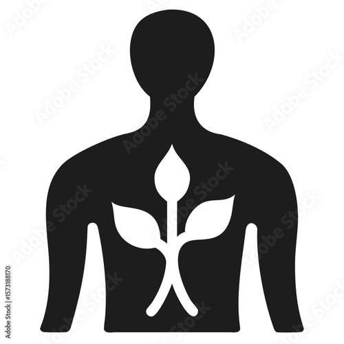 Human figure with prominent shape design representing growth and future concepts